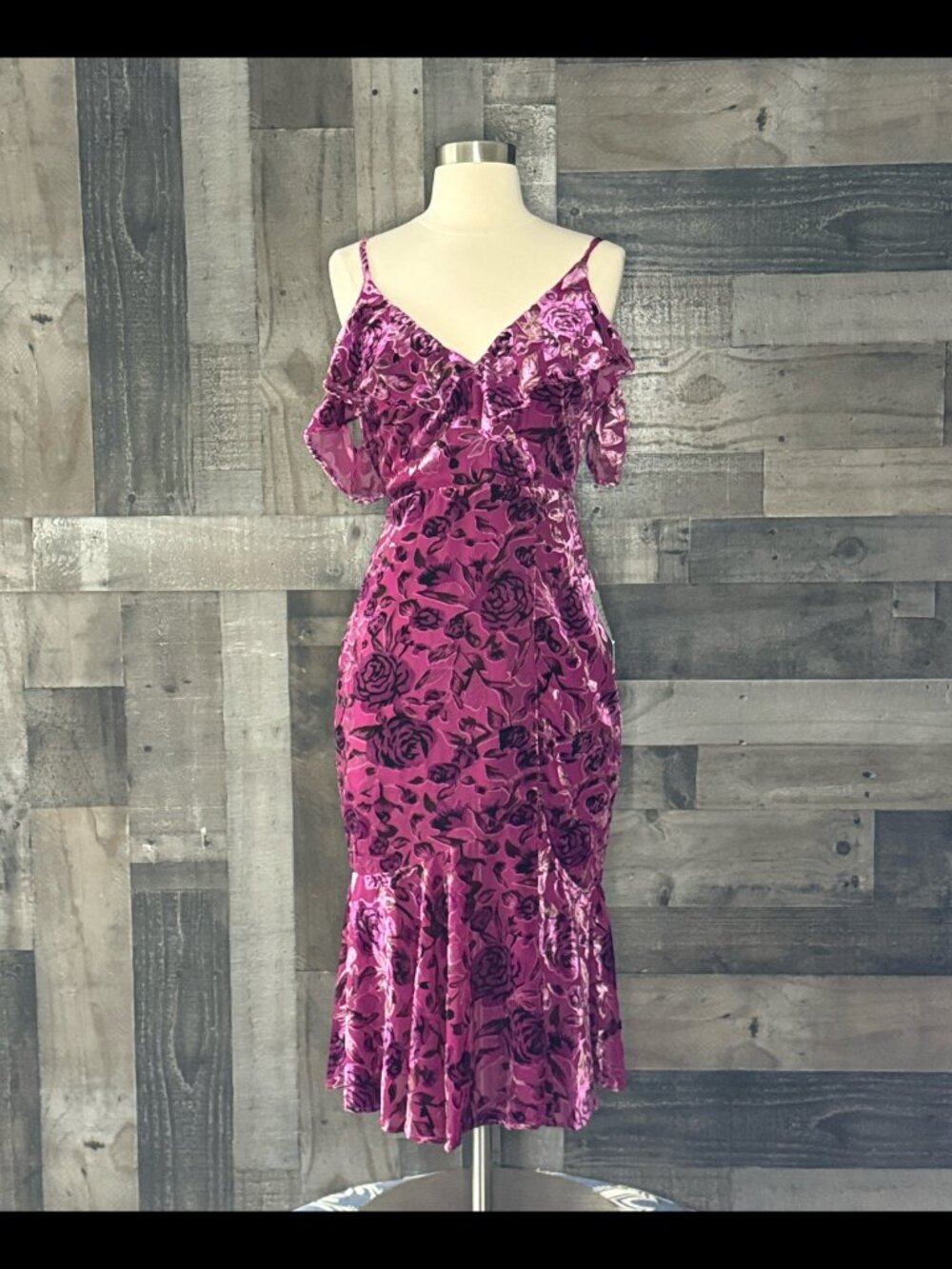 NWT! Lulu's purple velvet floral dress xsmall dark feminine seniorita cocktail